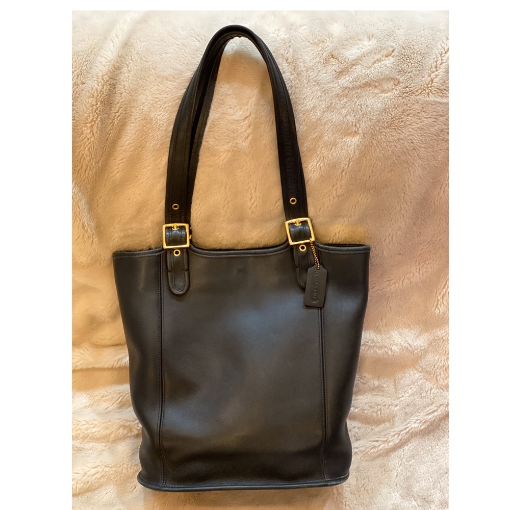 Black leather Coach tote bag
